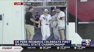 LIVE LOOK De Pere Redbirds baseball celebrates state title [upl. by Valoniah]