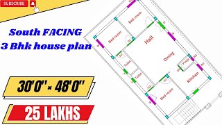 south facing house vastu  south facing house plans as per vastu  south facing 3bhk house plan [upl. by Giarc62]