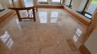 Cleaning or Polishing Travertine Floors whats the difference First Class Floor Care [upl. by Ahsit]