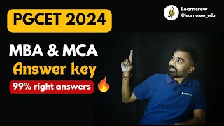 Karnataka PGCET MBA  MCA  2024 Answer Key  Learncrew  Lakshmanan pgcet2024 [upl. by Ahsiad]