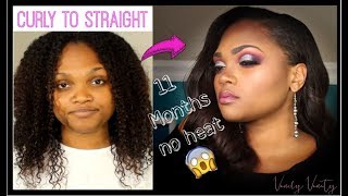 11 Months No Heat Challenge Did it work Curly to Straight Hair Tutorial Vandy Vanity [upl. by Olin]