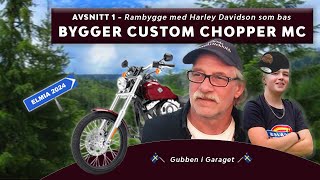 AVSNITT 1  BYGGER RAM TILL MIN CUSTOM MOTORCYKEL CHOPPER PÅ HARLEY DAVIDSON MOTORPAKET [upl. by Korwin]