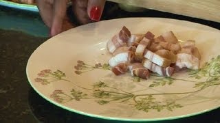 How to Cut Bacon Strips Into Lardons  Bacon Recipes [upl. by Hemminger]