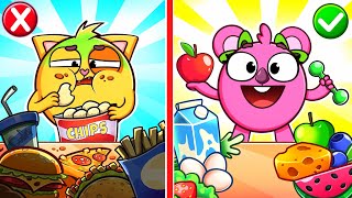 Healthy Food vs Junk Food Song 🍔🥗  Funny Kids Songs 😻🐨🐰🦁 And Nursery Rhymes by Baby Zoo [upl. by Sidonius]