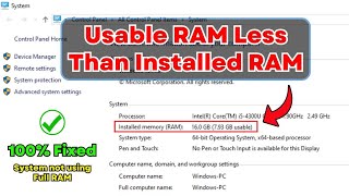 How to Fix Usable RAM Less Than Installed RAM on Windows 10 amp11  Fix System not Using Full RAM [upl. by Sverre]