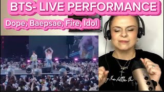 First time reacting to BTS Live Performance of Dope Baepsae Fire amp Idol BTS HYBELABELS [upl. by Kavita]