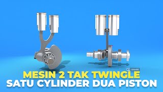 2 Piston Dalam 1 Cylinder Bank  Mesin Twingle SplitSingle [upl. by Nnairda]