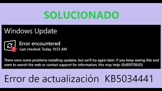 SOLUCIONADO Error de actualización KB5034441 en Windows 10 [upl. by Meli]