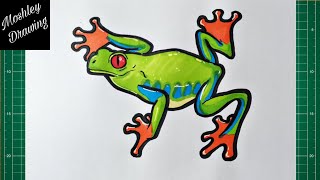 How to Draw a RedEyed Tree Frog [upl. by Dawes]