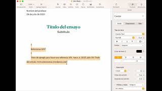 Sangría Francesa en Pages de MacBook en referencias APA [upl. by Ahras743]