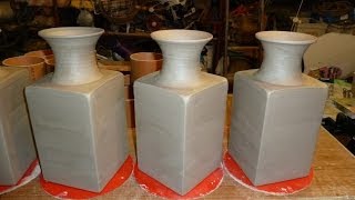 Making a Square Pottery Vase with a round top [upl. by Hoj]