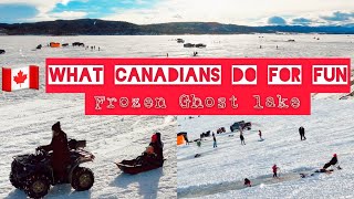 Ghost lake Alberta Canada Winter fun Ghost lake Ghost lake drifting  Ghost lake ice fishing [upl. by Aznarepse488]