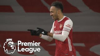 PierreEmerick Aubameyangs hat trick for Arsenal against Leeds  Premier League  NBC Sports [upl. by Alenairam]