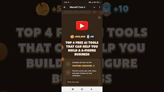 TOP 4 FREE AL TOOLS THAT CAN HELP YOU BUILD A 6FIGURE BUSINESS  MEMEFI VIDEO TASK CODE [upl. by Seabrook497]