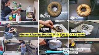 Indian Night Time Kitchen Cleaning Routine KITCHEN CLEANING TIPS amp DIY CLEANER Cleaning Motivation [upl. by Nylodam]