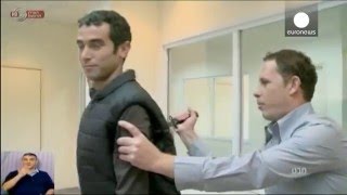 Stabbed in the back Israeli reporter knifed testing stabproof vest [upl. by Nomelc]