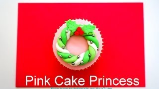 Christmas Cupcakes  Howto Make a Christmas Wreath Cupcake [upl. by Einahpet]