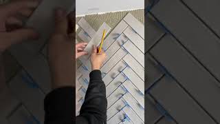 Cutting herringbone tile pattern [upl. by Adigirb]