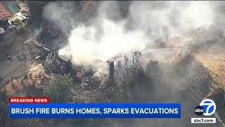 San Bernardino brush fire destroys more than half dozen homes [upl. by Pammy]