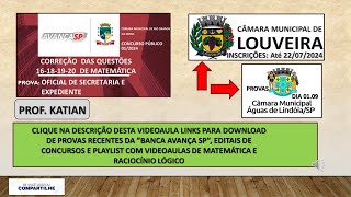 AVANÇA SP  Concurso de Rio Grande da SerraSP  LouveiraSp e Águas de LindoiaSP  Matemática [upl. by Behn]