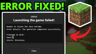 Fix Unable To Locate Java Runtime On Minecraft Error  Launching Game Failed [upl. by Nerual]