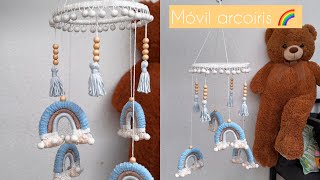 Tutorial Crea un Móvil Arcoiris en Macramé para la Cuna del Bebé [upl. by Tessi]