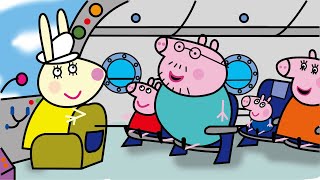 Peppa and Family Fly to America for Holiday  Peppa Pig Fanmade Coloring Story [upl. by Atnek993]