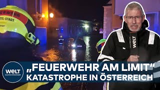 HOCHWASSER 42 Gemeinden in Österreich zu Katastrophengebieten erklärt  Feuerwehr am Limit [upl. by Anauqaj687]