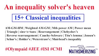 Math Olympiad  An inequality solvers heaven  15 Classical inequalities  Ample solved examples [upl. by Stormy396]