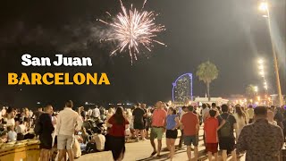 Barcelona Nightlife Walking Tour de la Noche de San Juan 2024 in Spain [upl. by Leoy]