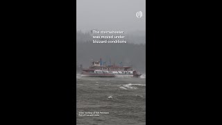 Cascade Locks sternwheeler breaks free of moorings in blizzard conditions [upl. by Vitkun]