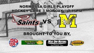 Saints vs Muskies Girls Game 3 High School Hockey [upl. by Relyat701]