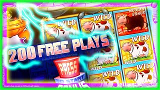 MOOLAH BONUS 200 GAMES Invaders Return From the Planet Moolah 1c WMS CASINO SLOTS [upl. by Atinat]