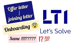 Difference in Offer letter  Joining letter  Onboarding in LTI   Documents verification [upl. by Pyszka577]