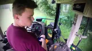 John Deere 5085M GoPro Cab view Grass Cutting [upl. by Frohne791]