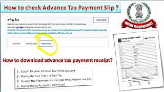 How to Download Advance Tax Payment Receipt amp Challan on IncomeTaxPortal  How Advance Tax Pay Slip [upl. by Raclima]