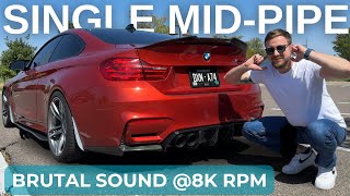 BRUTAL Single MidPipe VRSF Sound on BMW M4 F82  MUST HEAR [upl. by Anital217]