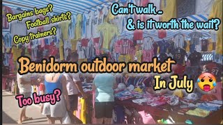 Benidorm 🇪🇸 Sunday market July 24 designer bags copy trainers amp ⚽ tops summer benidorm travel [upl. by Danice154]