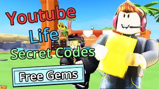 Free 1M Gems ALL NEW OP SECRET CODES in YOUTUBE LIFE CODES Roblox YouTube Life Codes [upl. by Naggem]