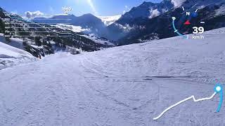 Vaujany Alpes dHuez France blue ski run Edelweiss [upl. by Omrelliug]