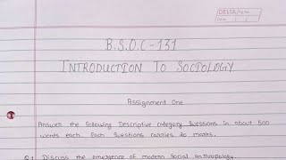 BSOC 131 Solved Assignment 202122 BSOC 131 Ignou solved handwritten Assignment 202122 sociology [upl. by Rudd]