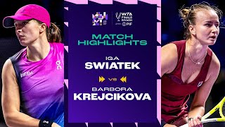 Iga Swiatek vs Barbora Krejcikova  2024 WTA Finals Riyadh Group Stage  Match Highlights [upl. by Zetneuq]