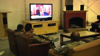 Soldiers Watch Announcement of Bin Ladens Death [upl. by Anatola298]