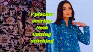 overlap neck design cutting and stitchingoverlap neck with collarplacket neck design [upl. by Geldens]