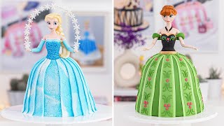 DISNEY FROZEN CAKES ❄️ ELSA amp ANNA Doll Cakes [upl. by Atival]