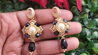 Tutorial aretes muy facil con perlas y biconos 6mm  Video colaboracion con Beebeecraft [upl. by Ahsiema473]