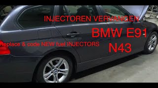 Injectoren vervangen BMW E91 N43  Replace and code fuel injector BMW N43 engine [upl. by Nyer]