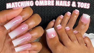 Matching Ombré Nails amp Toes  Acrylic Toes Dupe  Amazon Nail Finds ft Novo Ovo  Pre Apex Nails [upl. by Rafter]