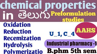 chemical properties of preformulation studies in telugu Industrial pharmacy 5th sem b pharmu1c4 [upl. by Ayirp]