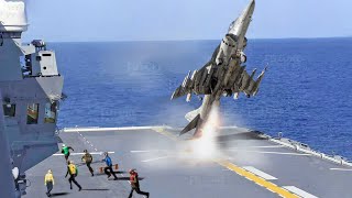 AV8B Harrier II Showing the Insane Jump on Aircraft Carrier [upl. by Atiuqram]